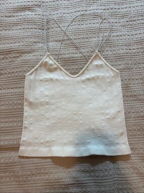 Full Tilt White Ribbed V-Neck Crisscross Strap Tank